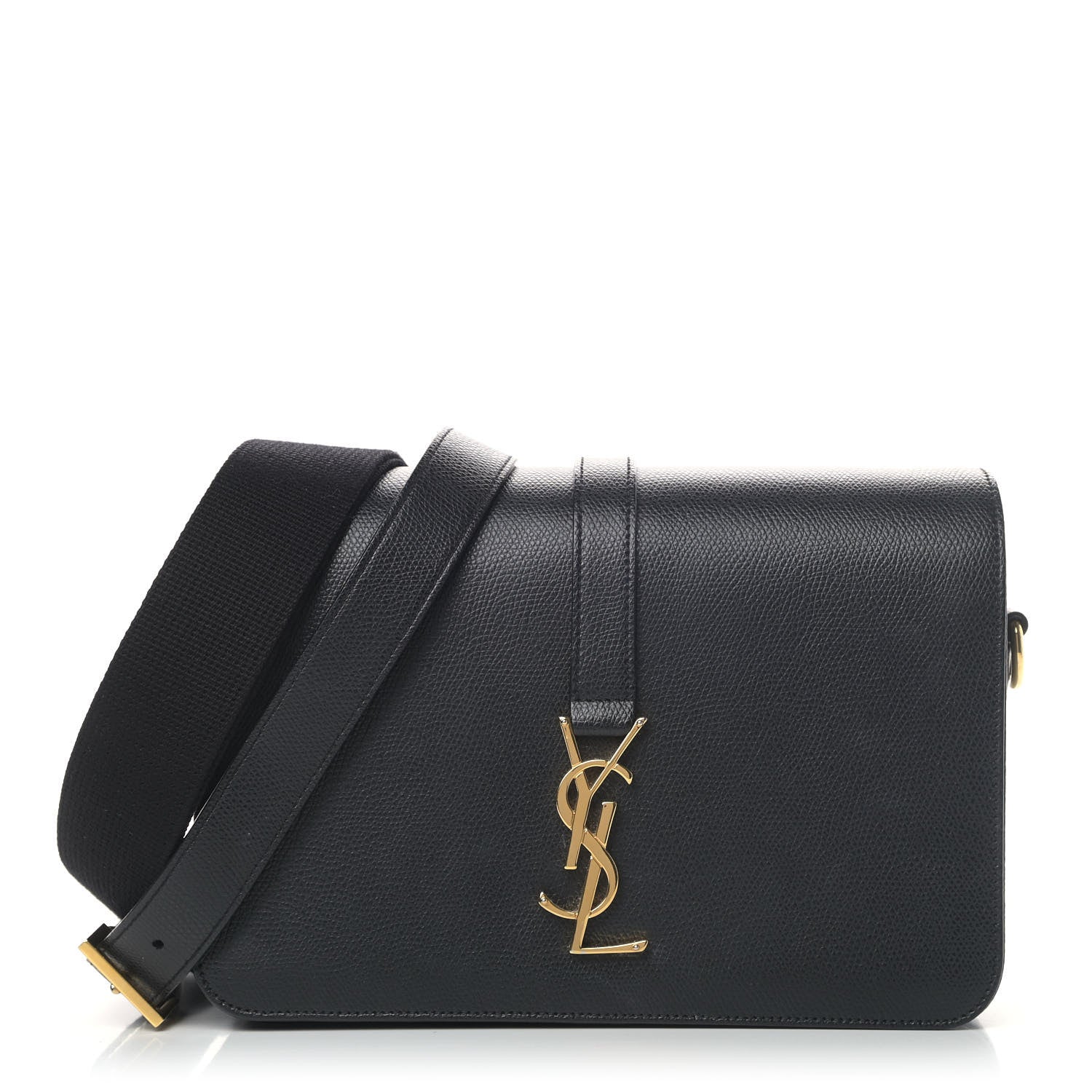 Saint Laurent Textured Calfskin Medium Classic Monogram Universite Bag Black 1 of 4