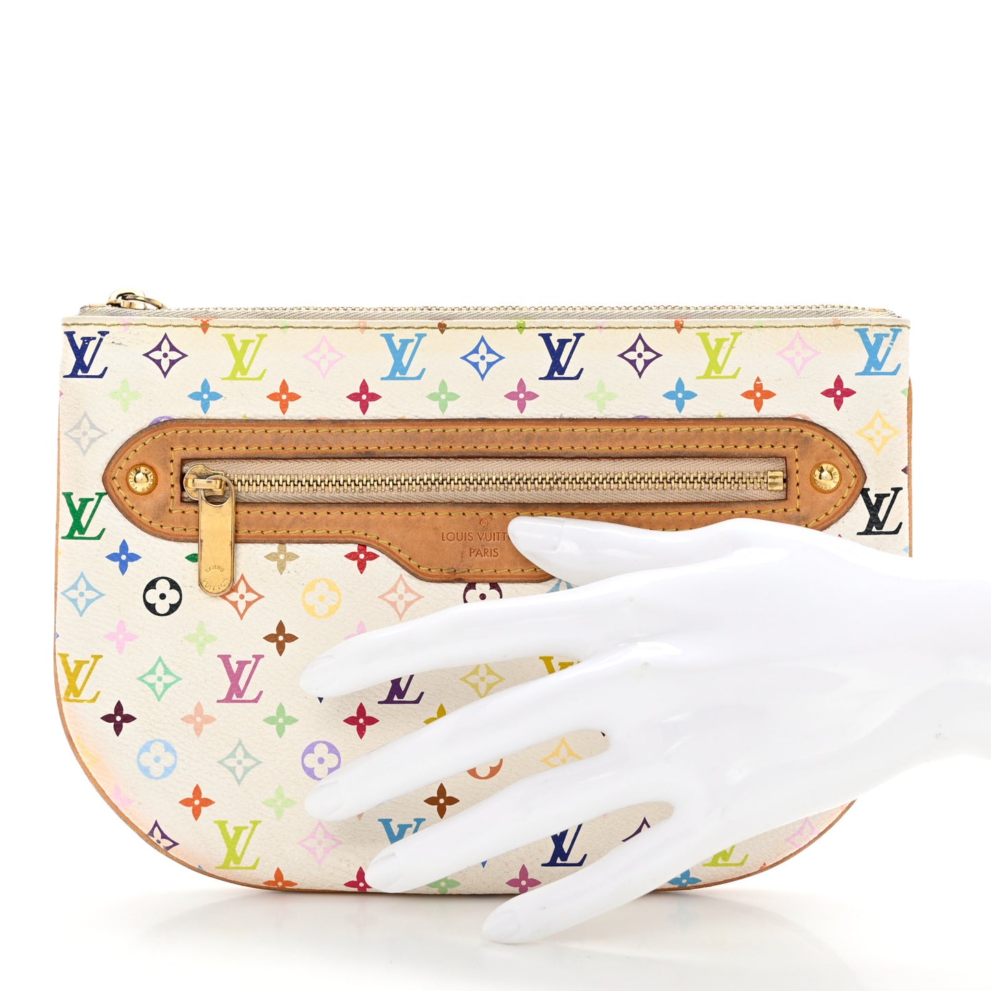 Monogram Multicolor Pochette Plate GM White