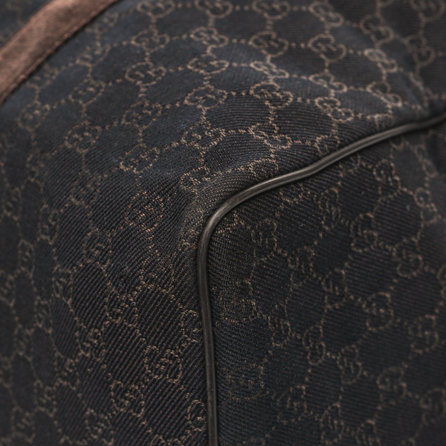 Gucci Denim Monogram Large Collapsible Carry On Duffle Bag Brown 8 of 13