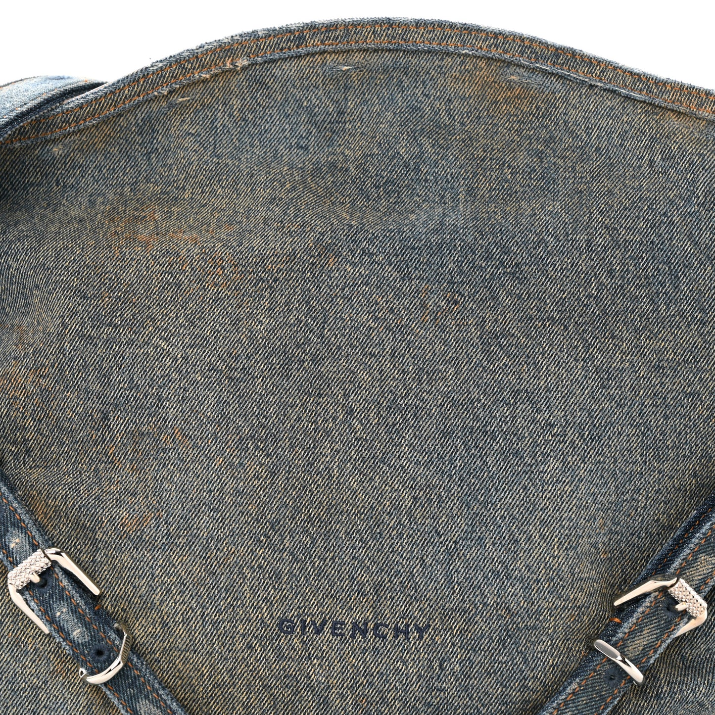 Washed Denim Medium Voyou Bag Military Blue