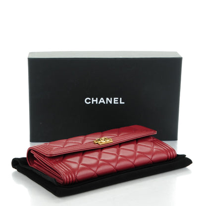 Chanel Lambskin Quilted Boy Flap Wallet Dark Red 4 of 8