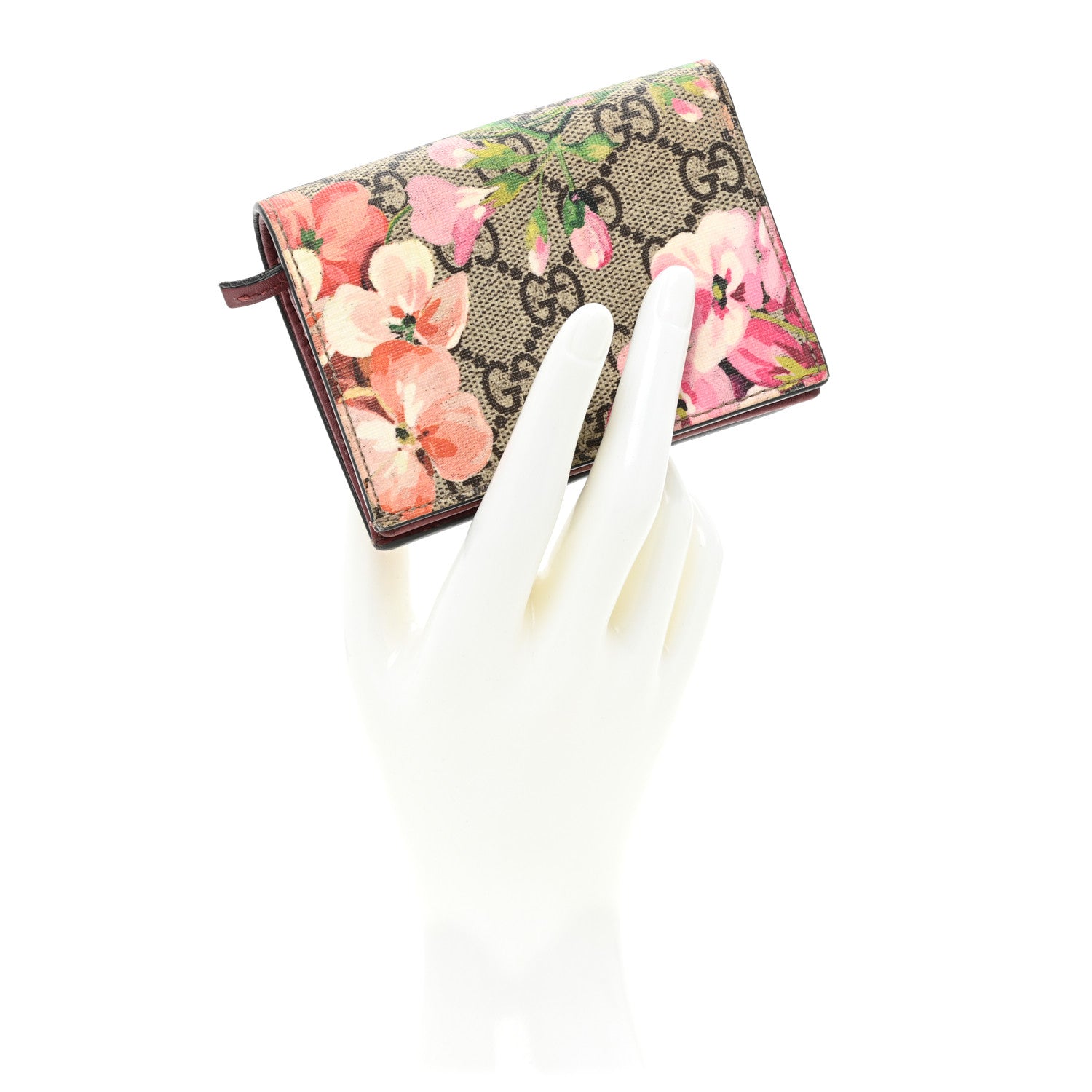 Gucci GG Supreme Monogram Blooms Card Case Wallet Beige Multicolor Dry Rose 2 of 14