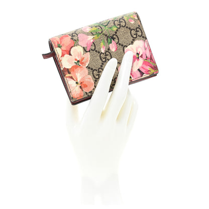 Gucci GG Supreme Monogram Blooms Card Case Wallet Beige Multicolor Dry Rose 2 of 14