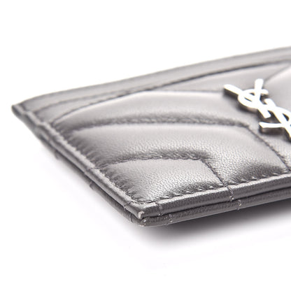 Saint Laurent Calfskin Y Quilted Monogram LouLou Credit Card Case Asphalt 8 of 10