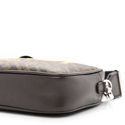 Fendi Shiny Glazed Fabric Vitello Cover FF 1974 Logo Medium Camera Case Tobacco Moro Giallo Ebano 10 of 11