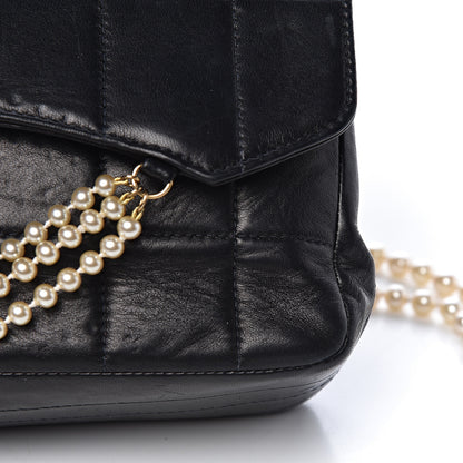 Chanel Lambskin Chocolate Bar Pearl Chain Flap Black 10 of 13