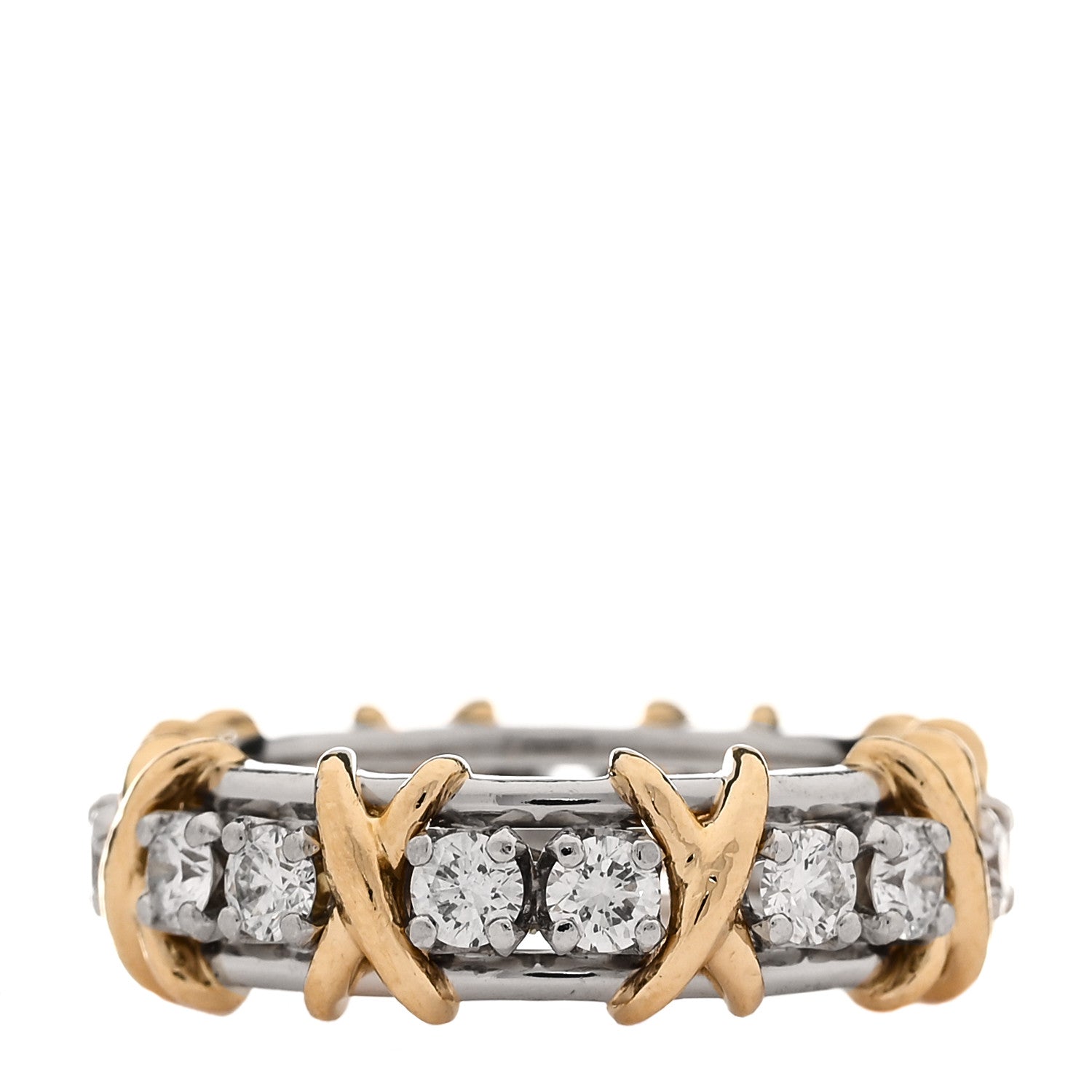 Tiffany Platinum 18K Yellow Gold Diamond Schlumberger Sixteen Stone Ring 52 6 3 of 6