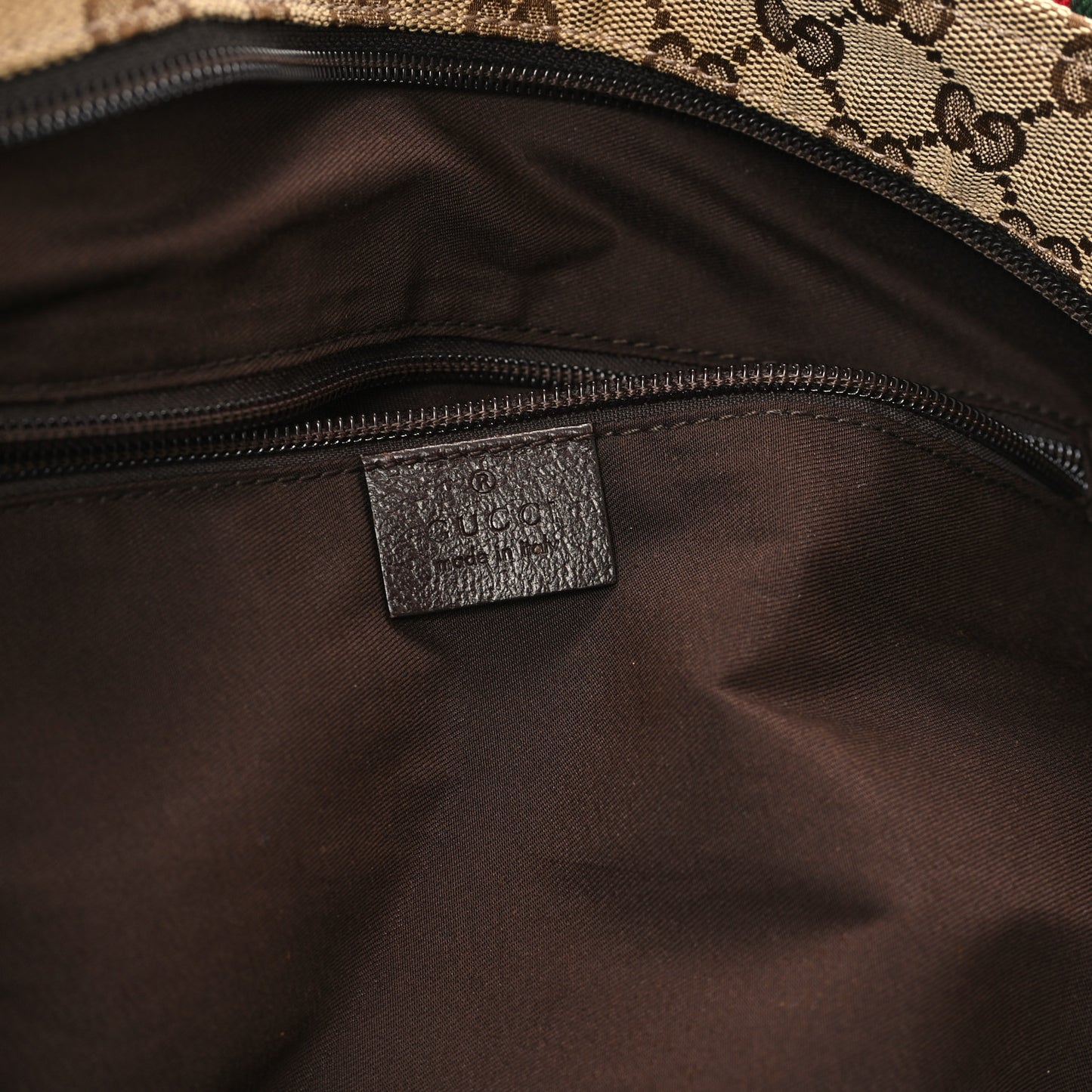 GG Monogram Large Web Handle Vertical Tote Dark Brown