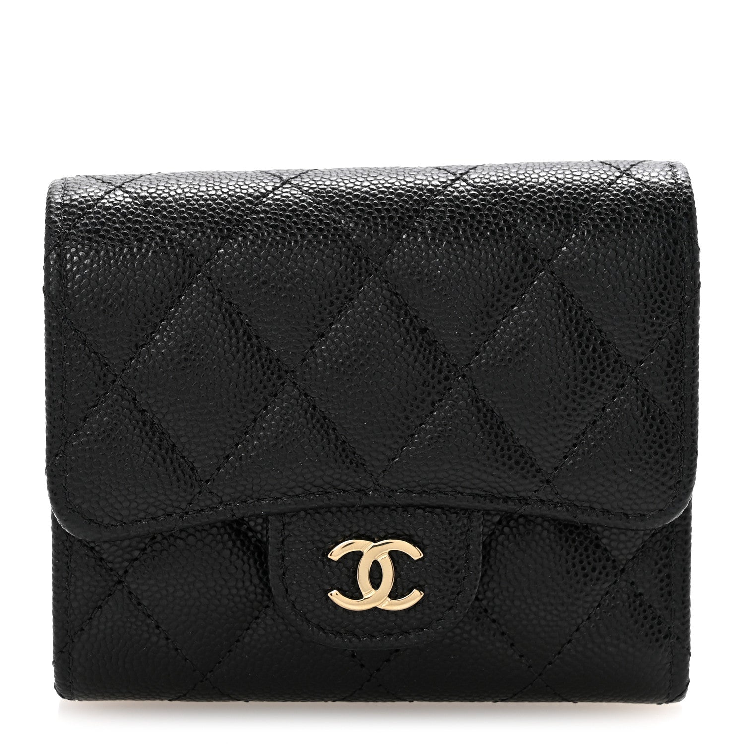 Chanel Caviar Quilted Compact Flap Wallet Black 1 of 9