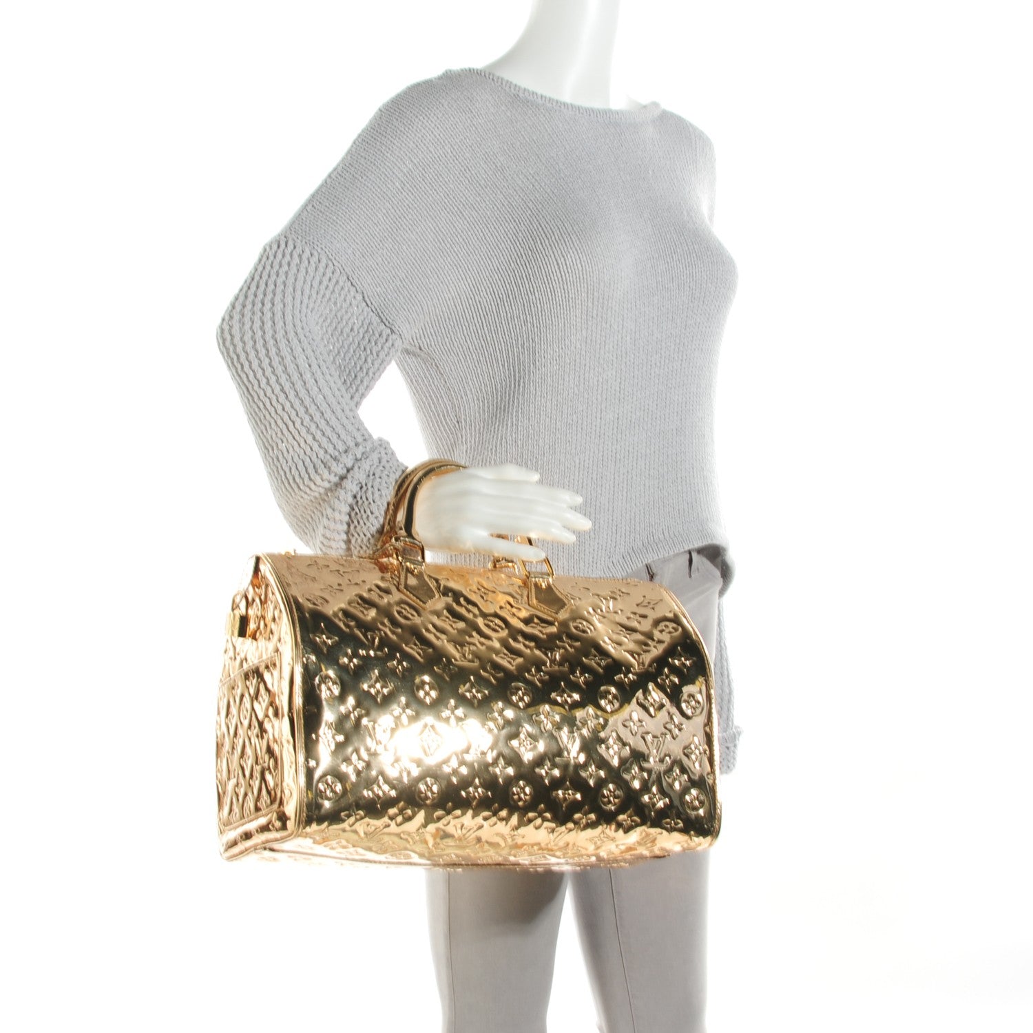 Louis Vuitton Monogram Miroir Speedy 35 Gold 4 of 8