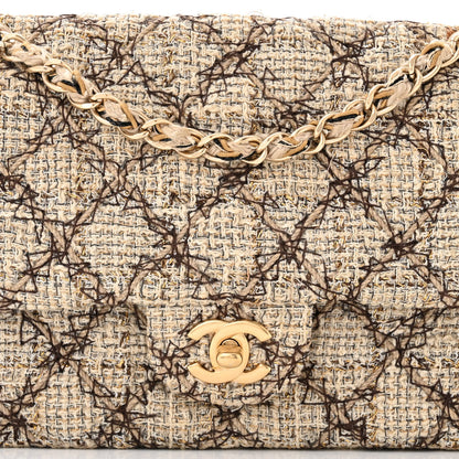 Chanel Metallic Tweed Quilted Medium Single Flap Beige Multicolor 8 of 12