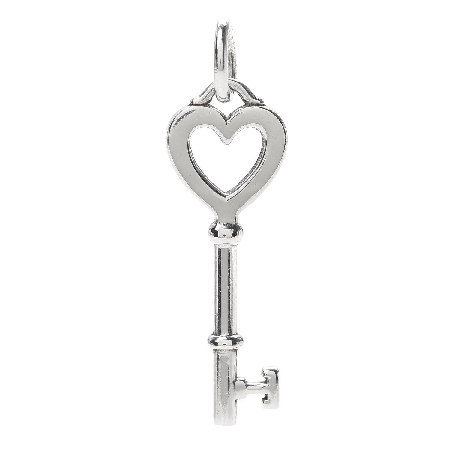 Tiffany Sterling Silver Small Heart Key Pendant 1 of 3