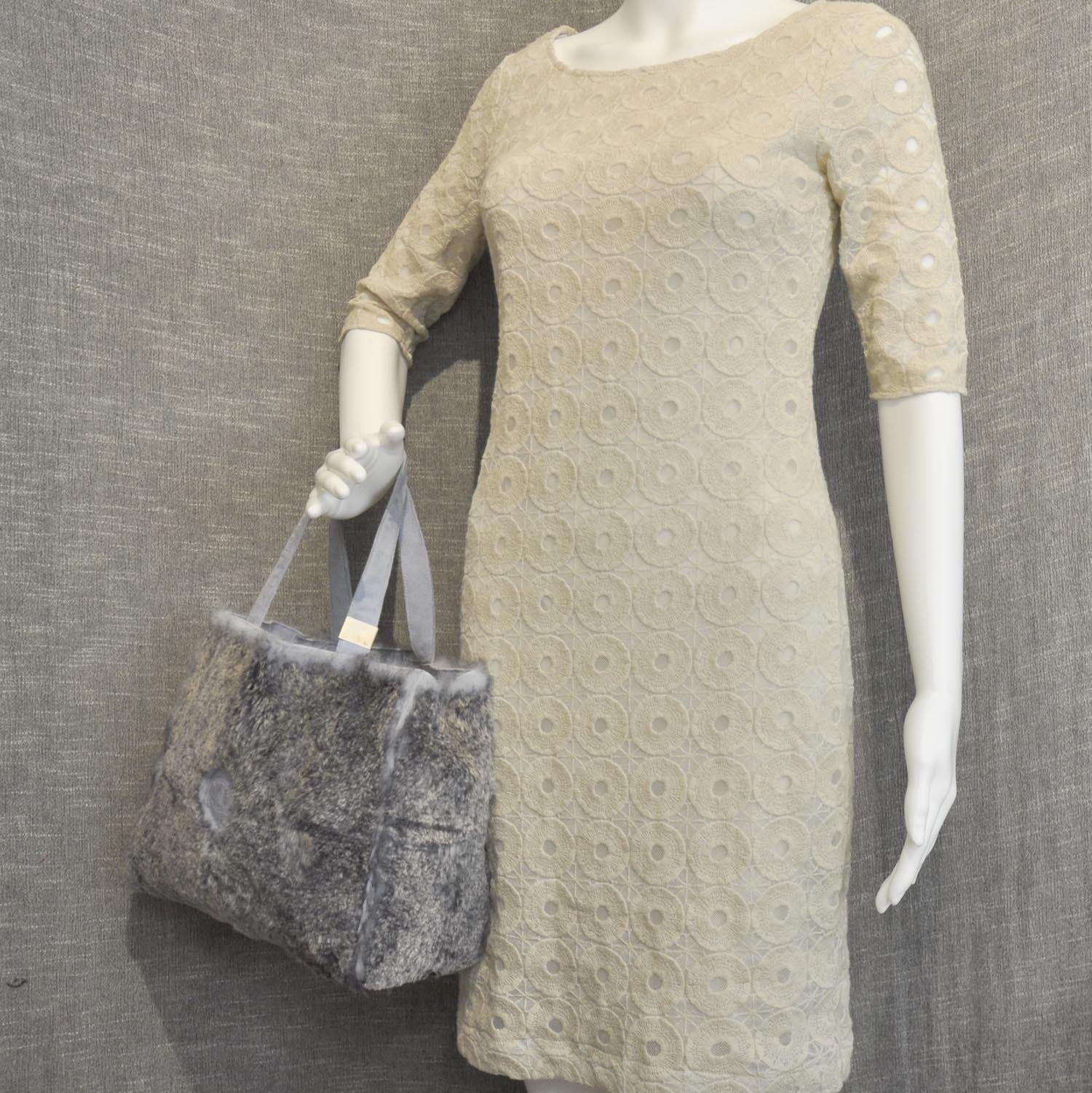 Chanel Lapin Rabbit Fur Tote w Cosmetic Pouch 2 of 7