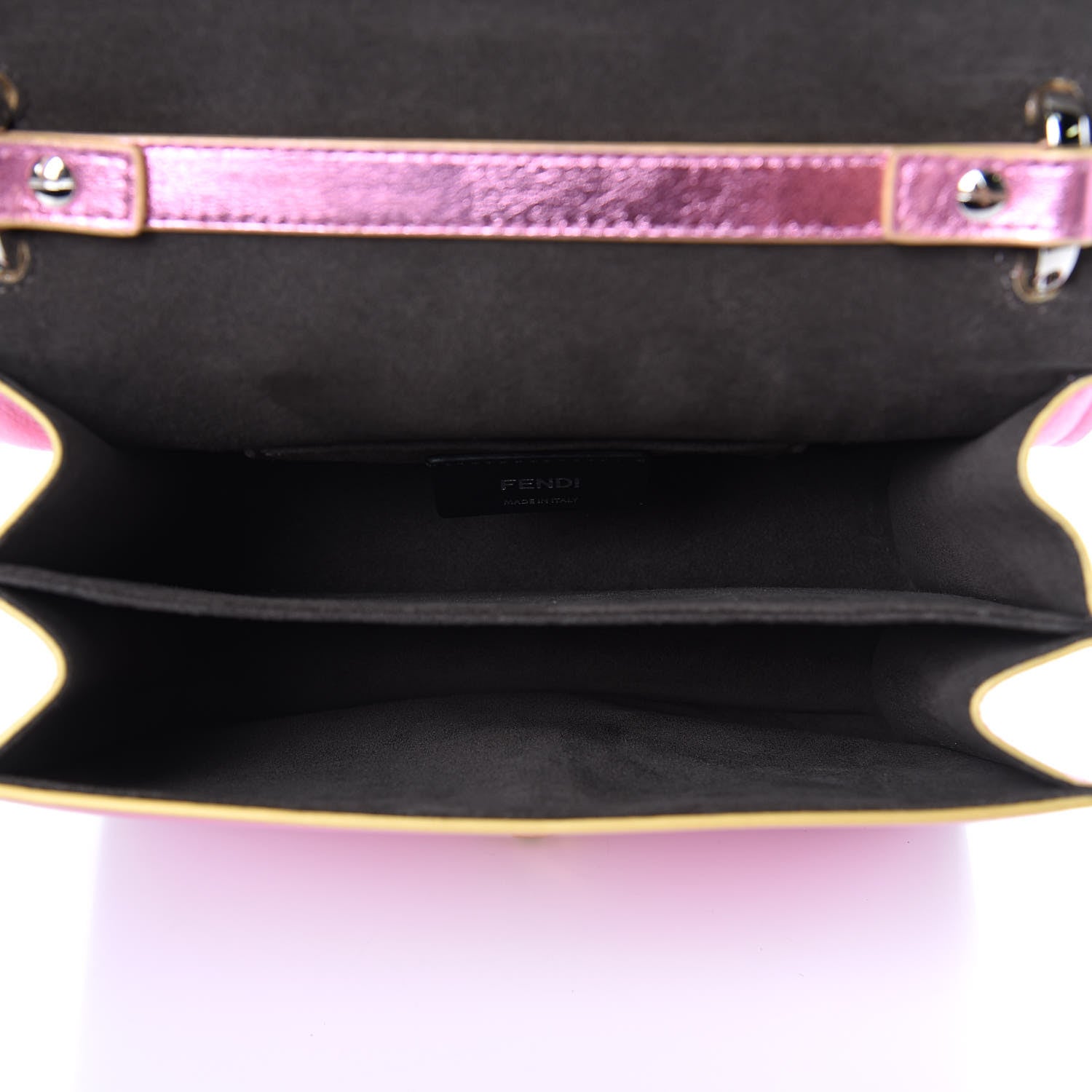 Fendi Vitello Catalan Mirror Scalloped Multi Studded Small Kan I Shoulder Bag Fuxia Chiaro 5 of 13