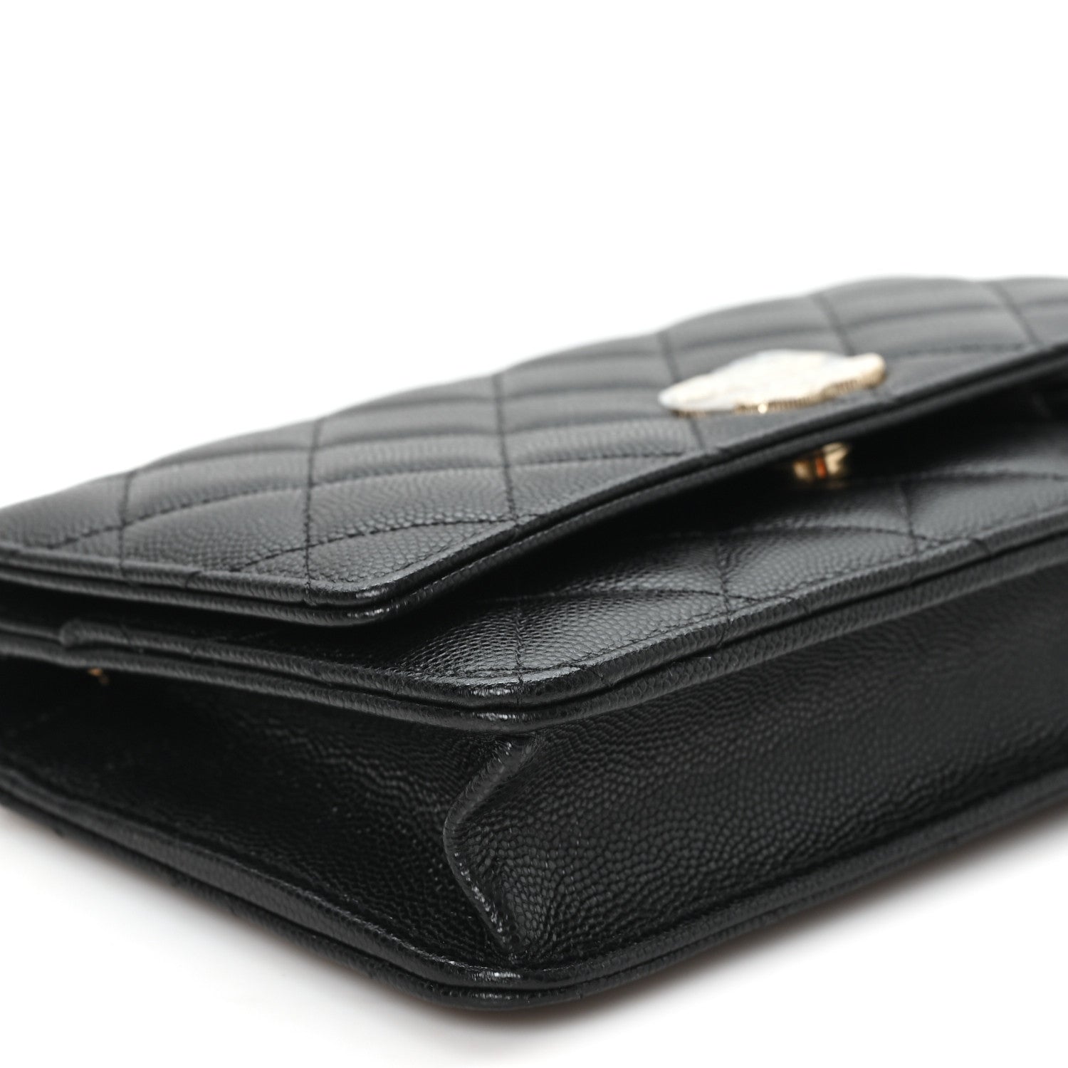 Chanel Caviar Quilted Crystal Heart CC Wallet On Chain WOC Black 10 of 12