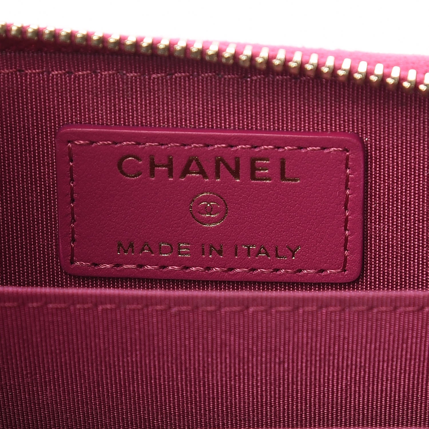 Chanel Lambskin Camellia Embossed Zip Coin Purse Fuchsia 6 of 10