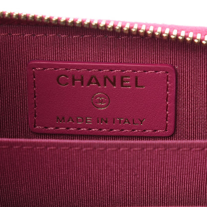Chanel Lambskin Camellia Embossed Zip Coin Purse Fuchsia 6 of 10