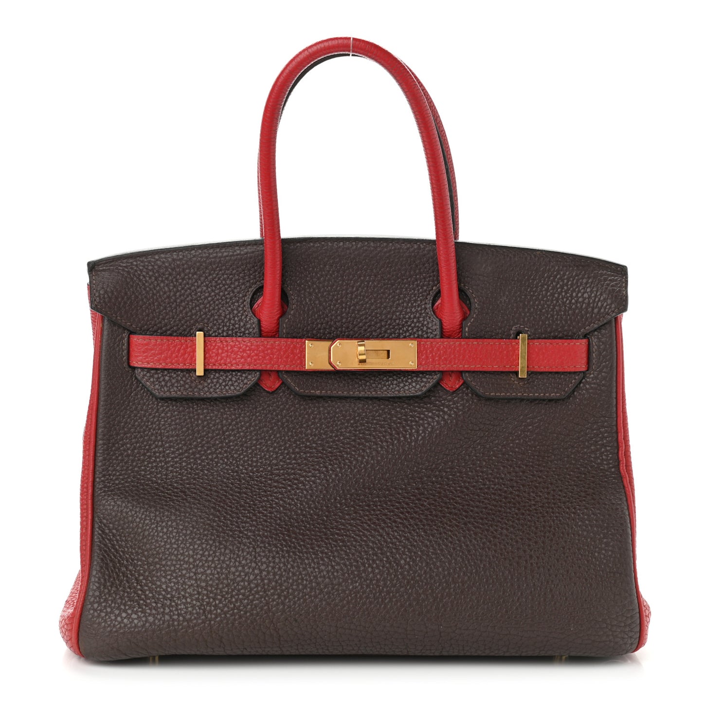 Togo Horseshoe Birkin 30 Chocolate Rouge Vif