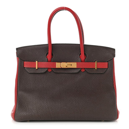 Hermes Togo Horseshoe Birkin 30 Chocolate Rouge Vif 1 of 20