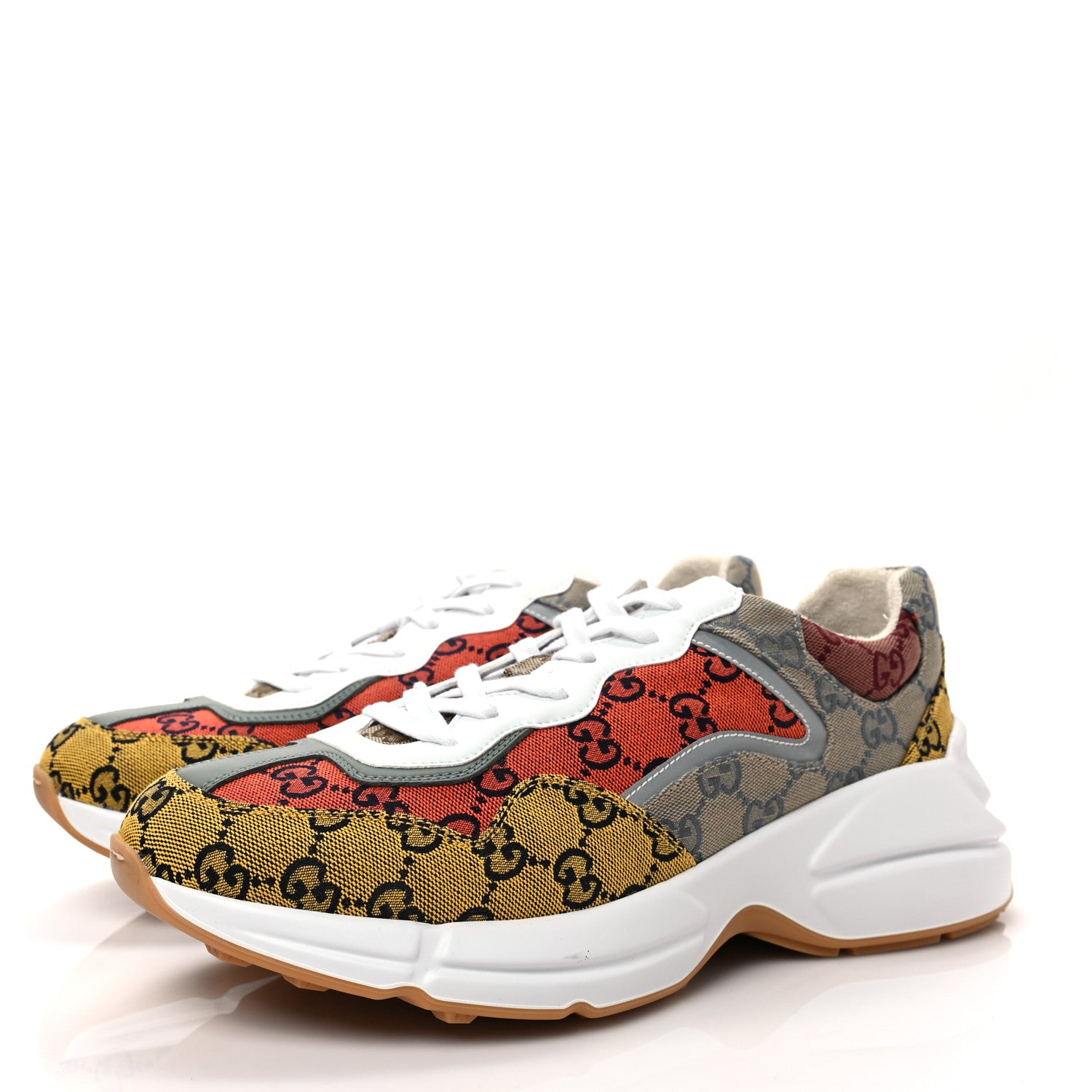Gucci Monogram Multicolor Mens Rhyton Sneakers 10.5 Yellow Blue Great White Tabasco 3 of 7
