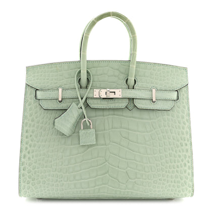 Hermes Matte Alligator Birkin Sellier 25 Vert D'eau 1 of 13