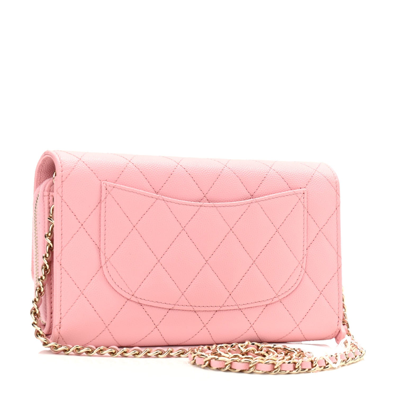 Chanel Caviar Quilted Phone Holder Wallet on Removable Chain Pink 4 of 13