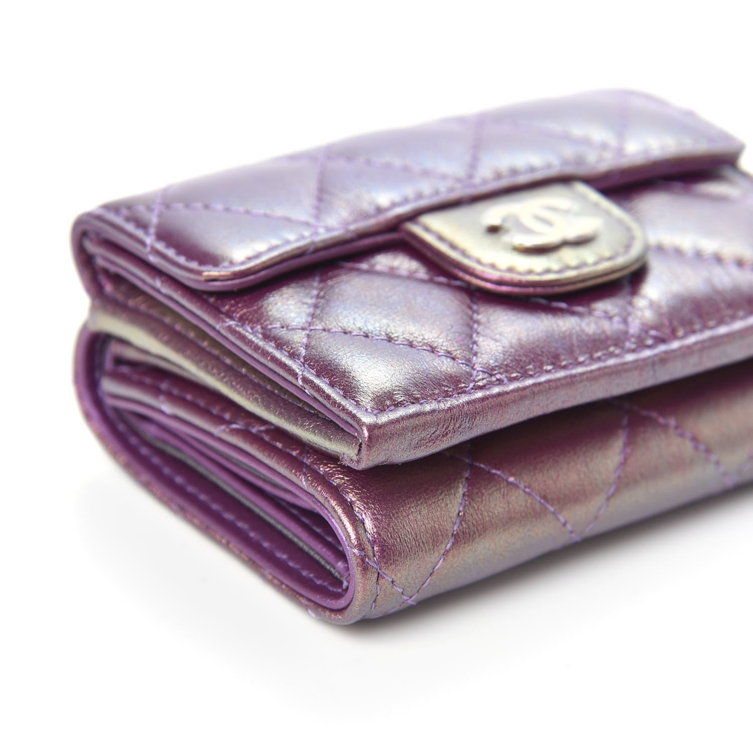 Chanel Iridescent Lambskin Small Quilted Flap Wallet Purple 9 of 11