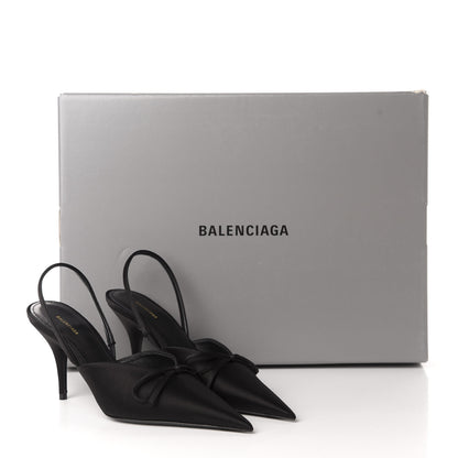 Balenciaga Satin Pointed Toe Knife Slingback Mules 35 Black 10 of 10