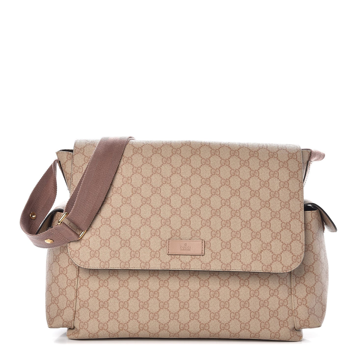 GG Supreme Monogram Messenger Diaper Bag Beige