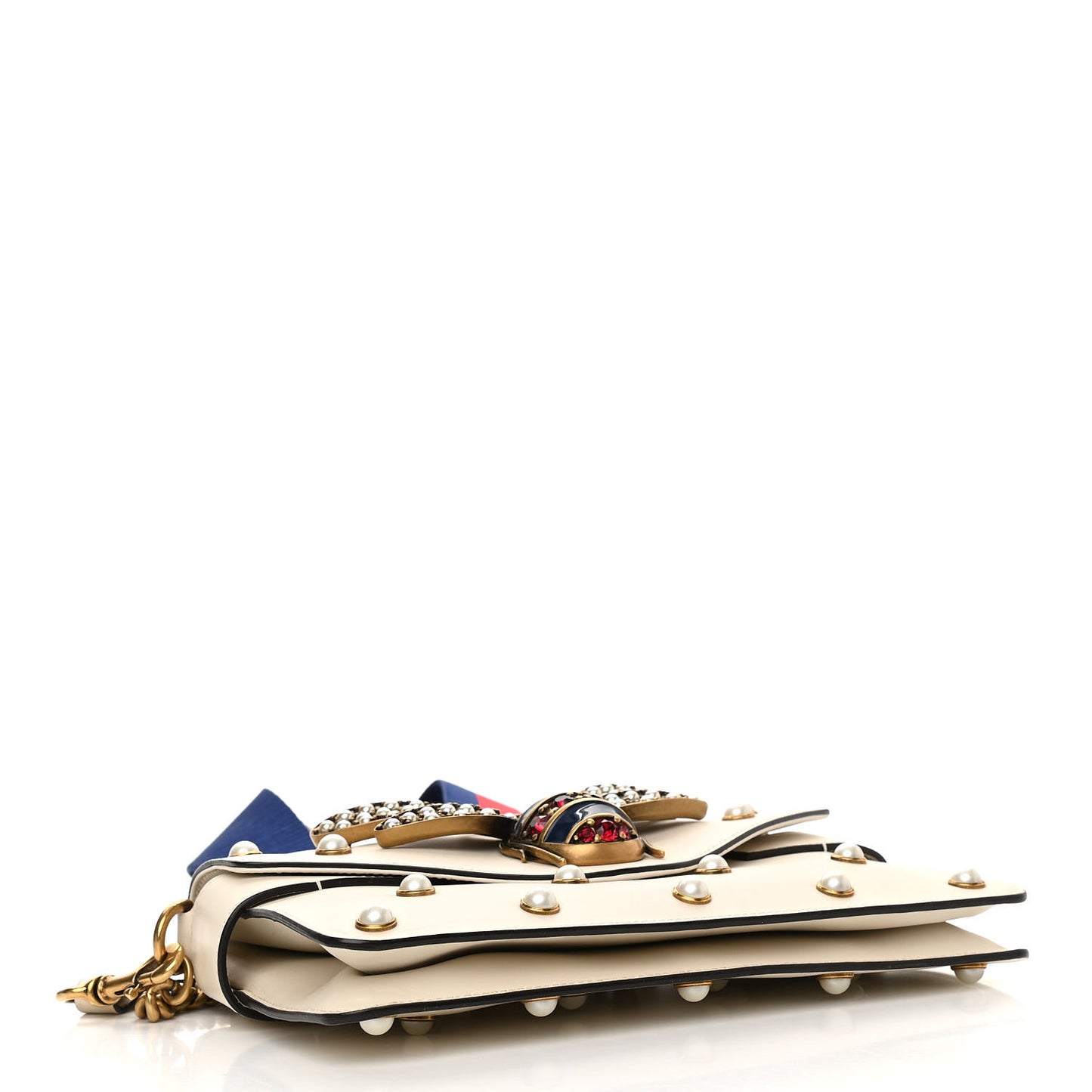 Nappa Pearl Studded Mini Queen Margaret Broadway Shoulder Bag Mystic White