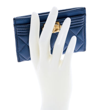 Chanel Metallic Lambskin Quilted Boy Card Holder Blue 2 of 7