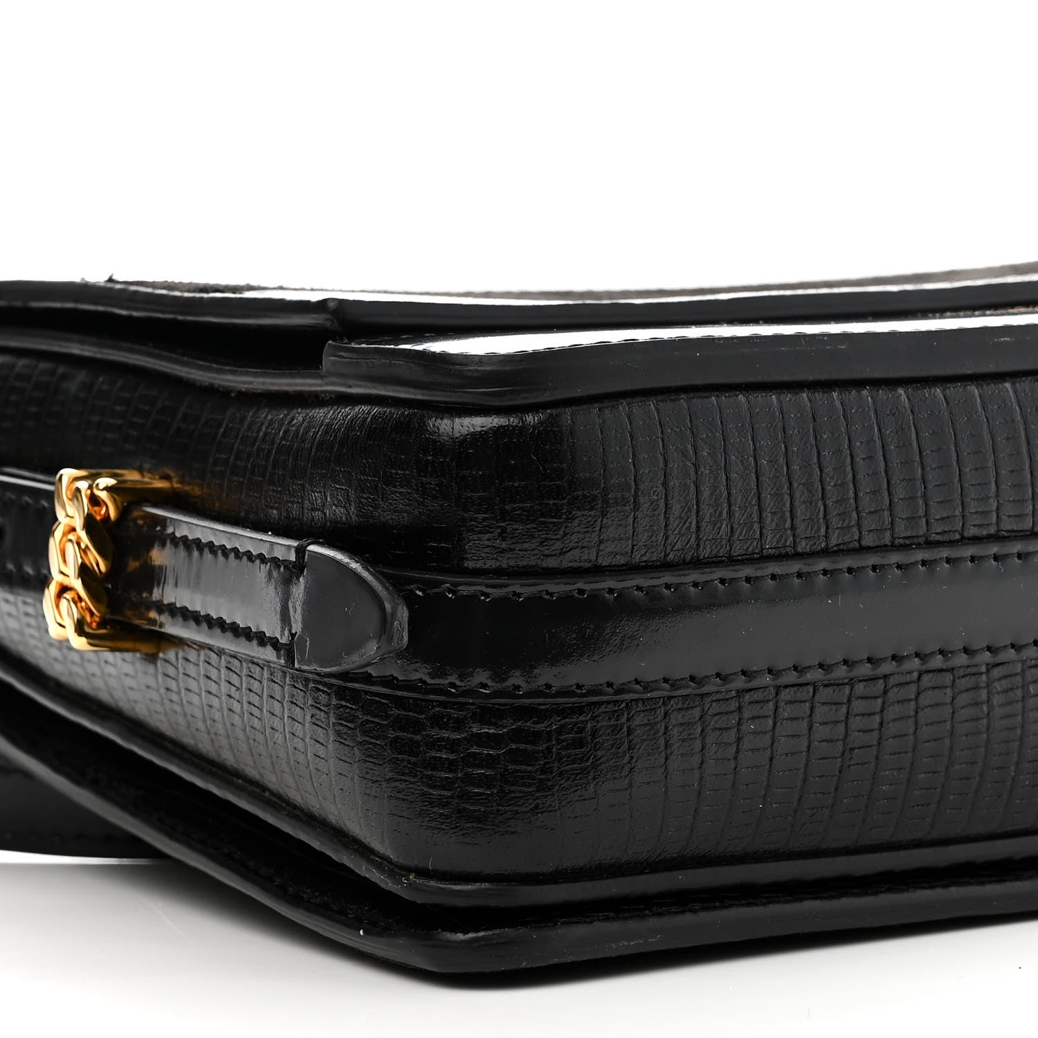 Burberry Calfskin Lizard Embossed Two Tone Small Grace Bag Black 10 of 12