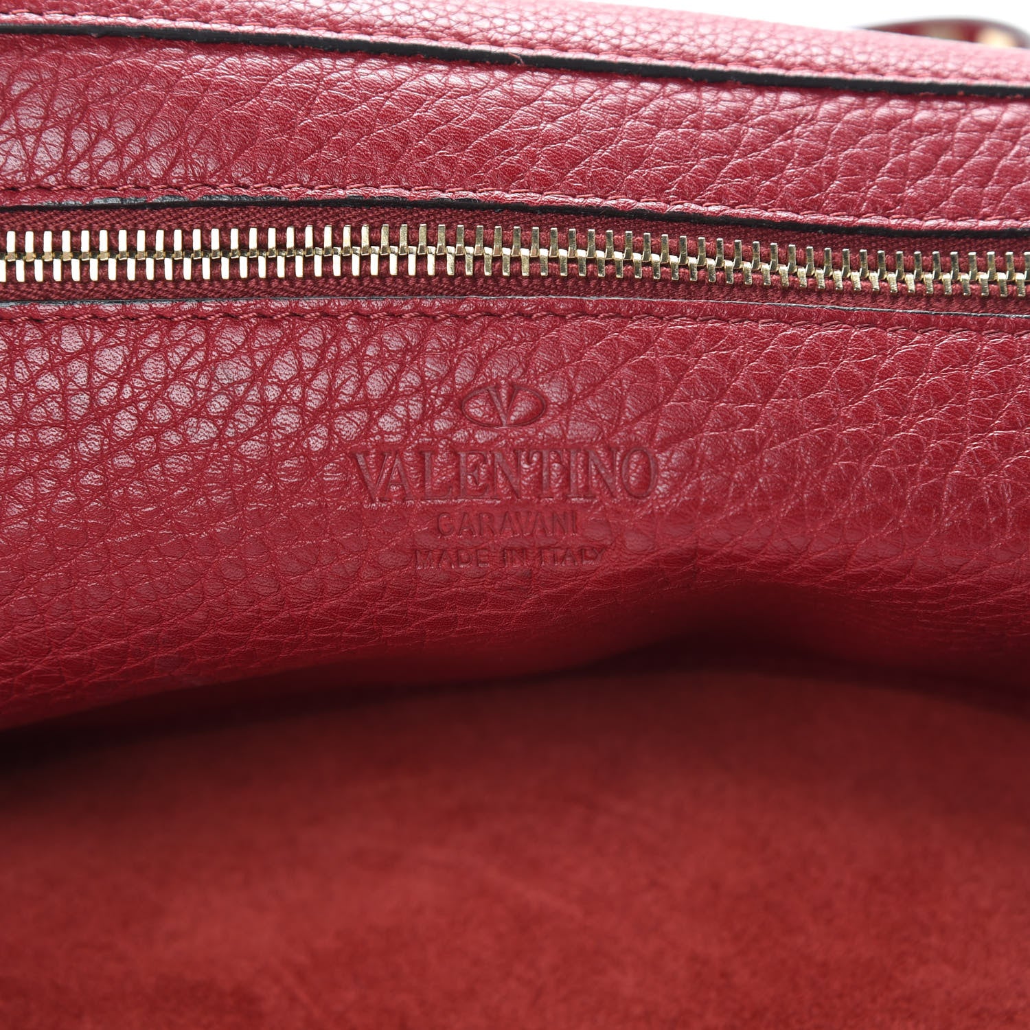 Valentino Garavani Pebbled Calfskin Medium Rockstud Tote Scarlet 7 of 12