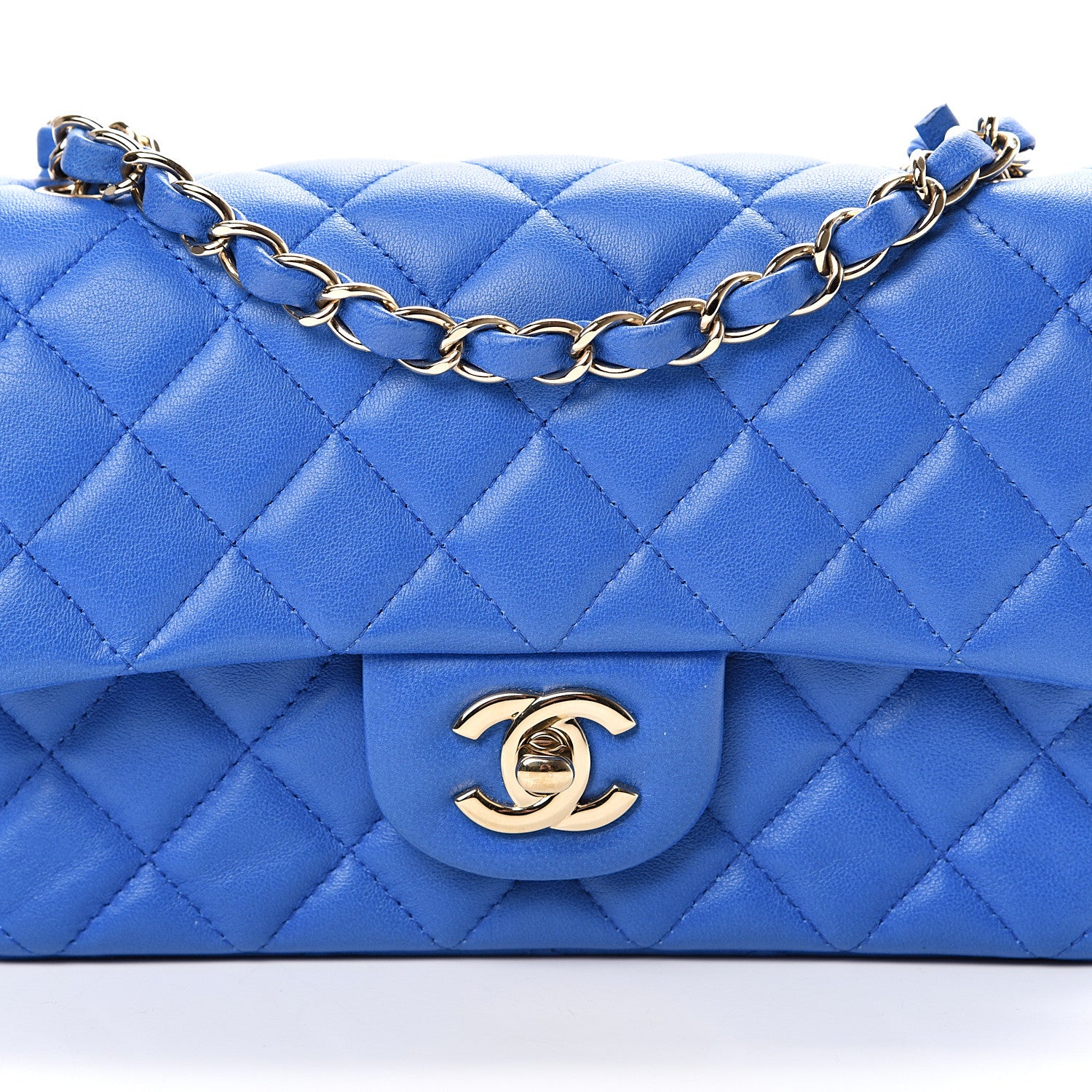 Chanel Lambskin Quilted Mini Rectangular Flap Blue 7 of 13