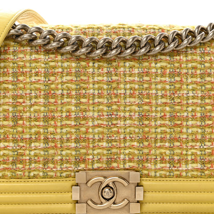Chanel Tweed Lambskin Medium Boy Flap Yellow 8 of 14