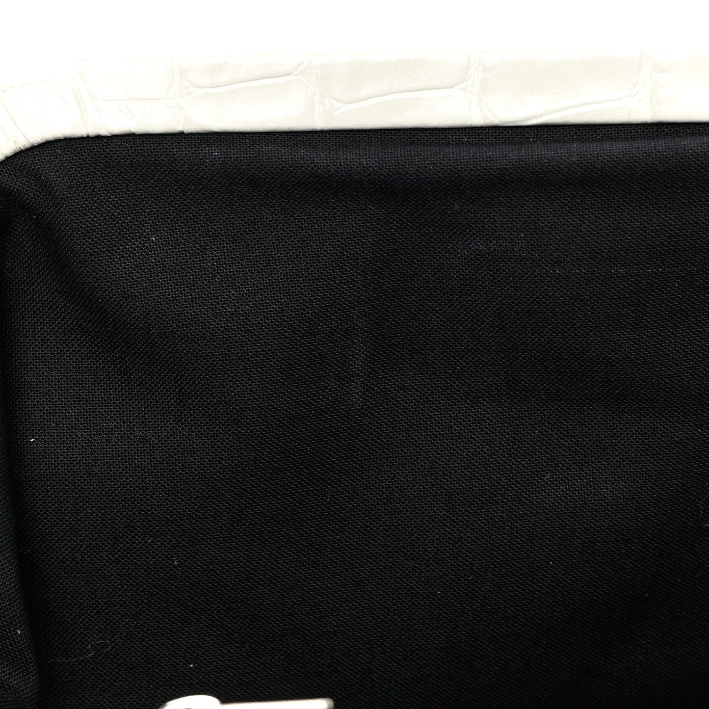 Shiny Supple Calfskin Logo Crocodile Embossed XL Cloud Clutch White