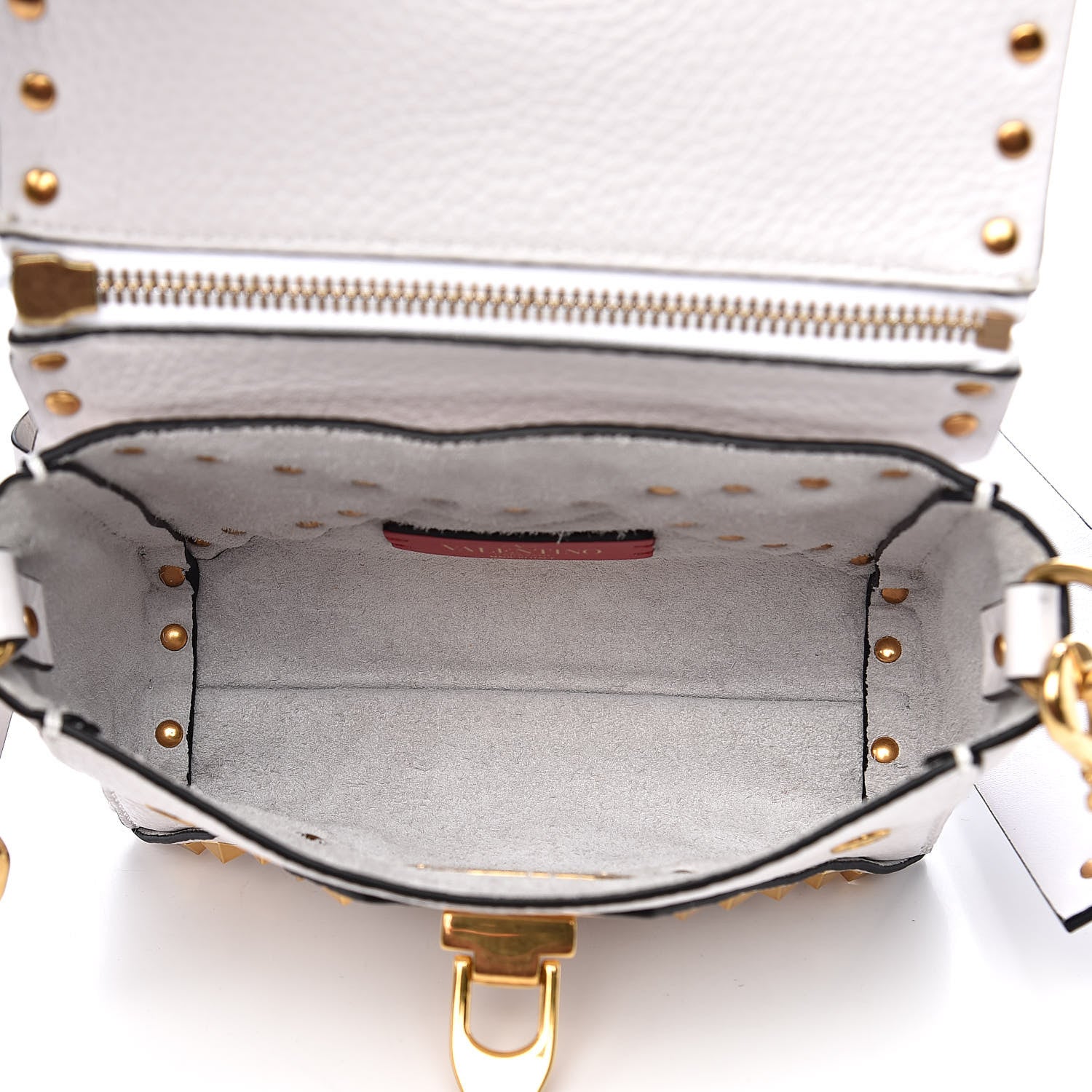 Valentino Garavani Grainy Calfskin Small Rockstud Hype Shoulder Bag White 5 of 9