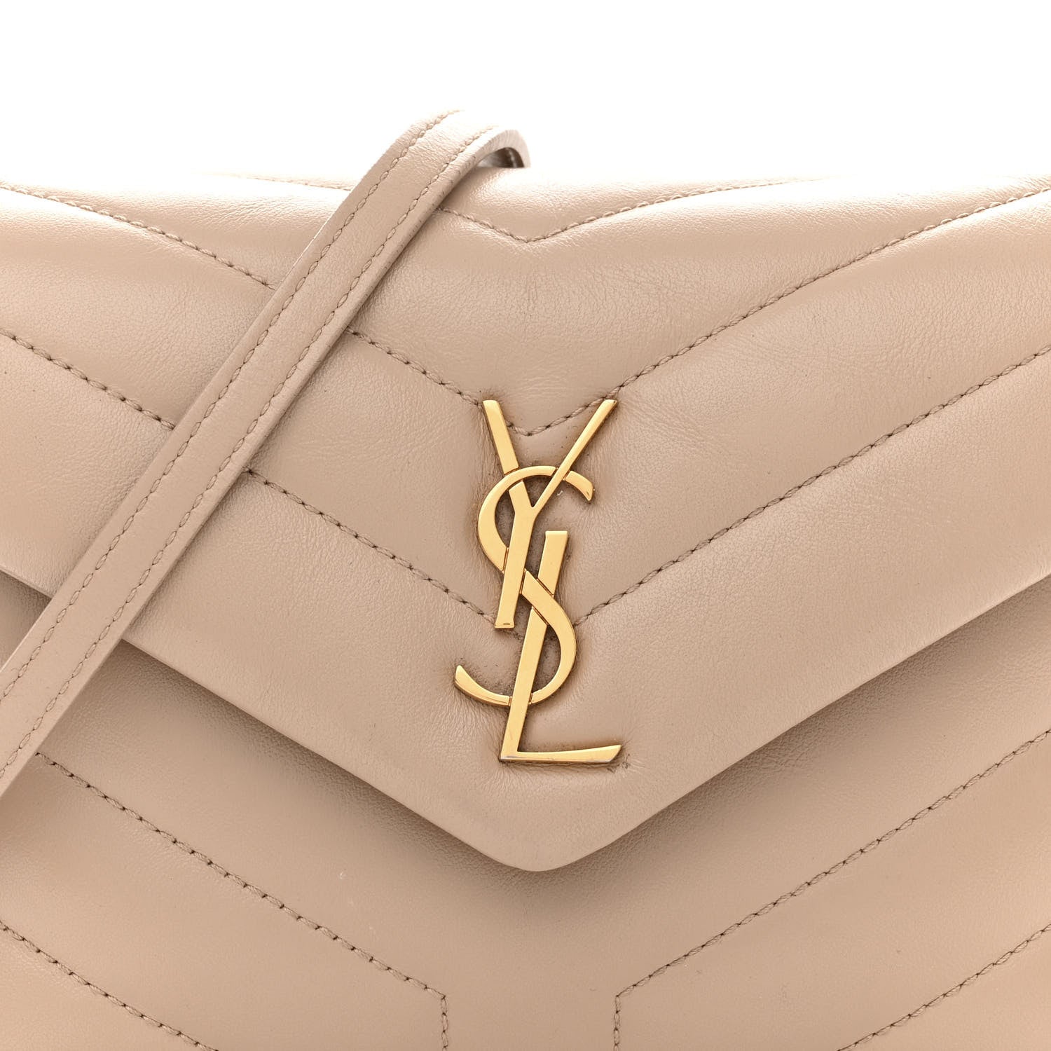 Saint Laurent Calfskin Y Quilted Monogram Toy Loulou Crossbody Bag Nude Powder 9 of 15