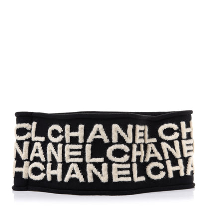 Chanel Cashmere Logo Headband Black White 1 of 7