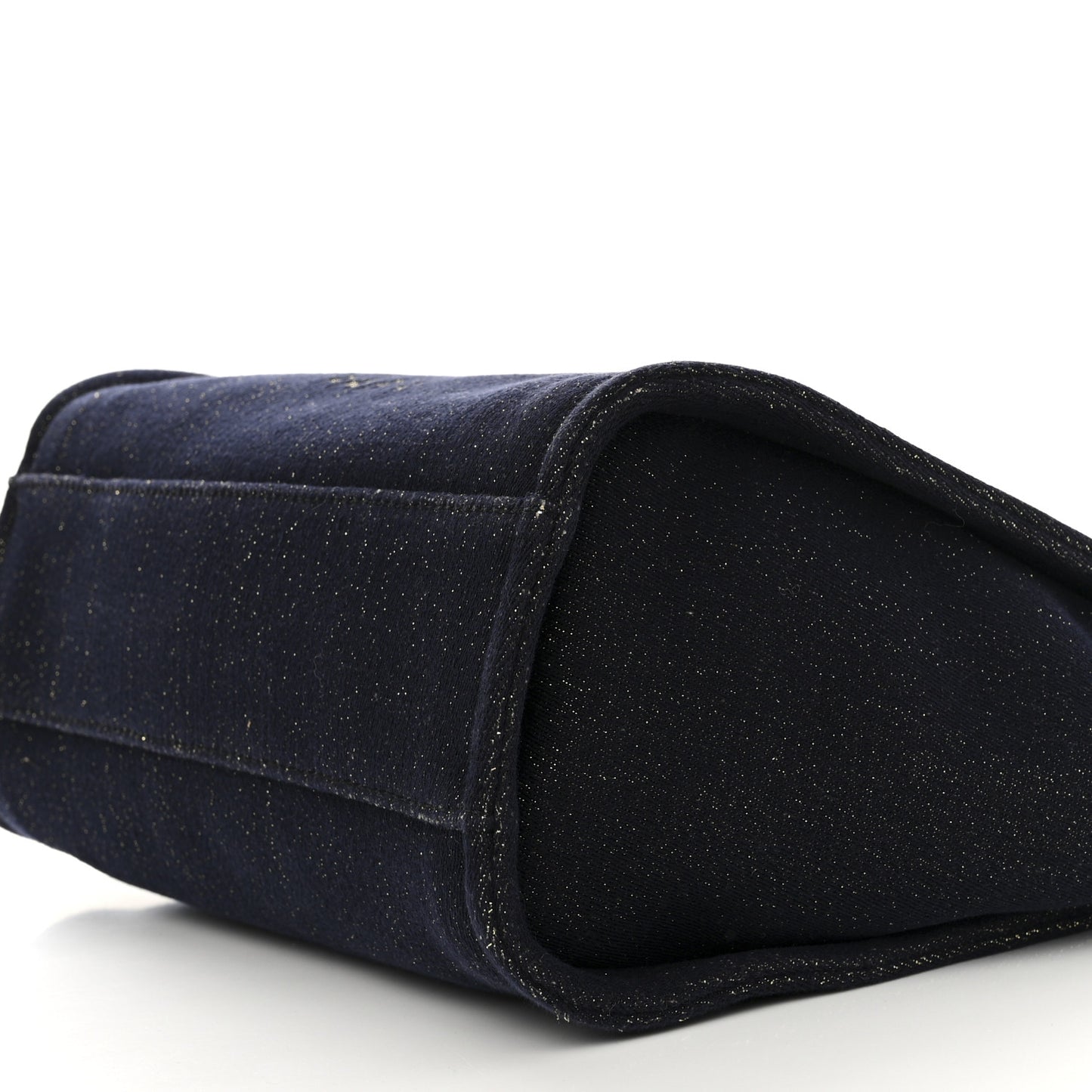 Lurex Canvas Small Deauville Tote Navy Blue Gold