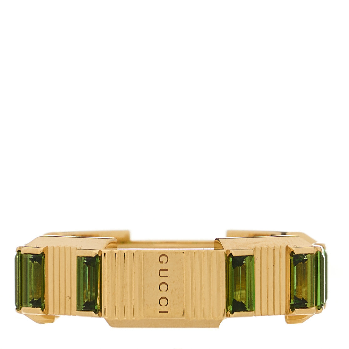 18K Yellow Gold Green Tourmaline 7mm Link to Love Ring 54 6.75