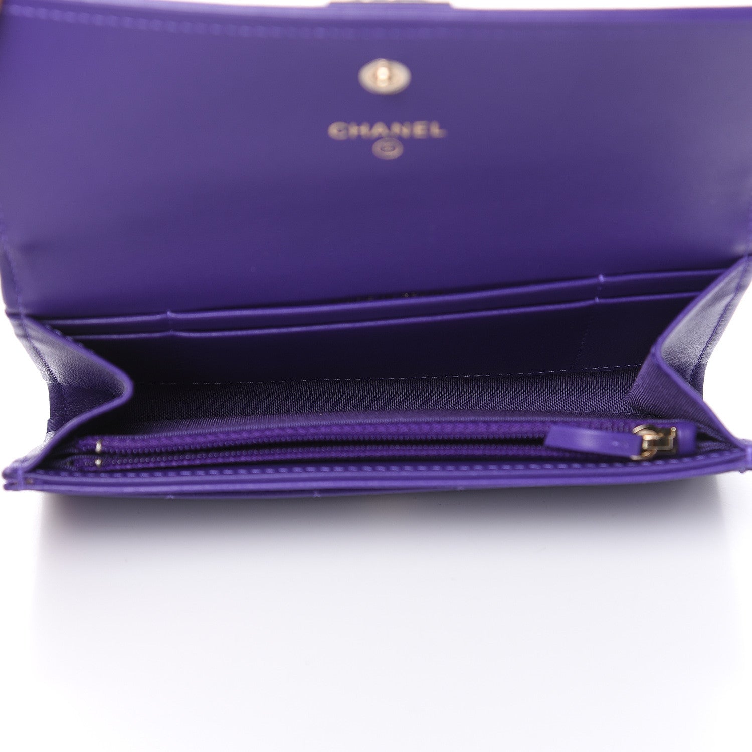 Chanel Lambskin Quilted Medium Boy Flap Wallet Purple 5 of 10
