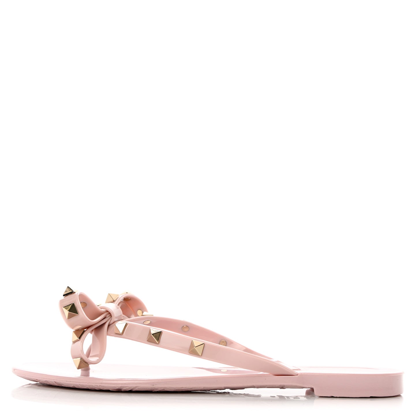 PVC Jelly Rockstud Bow Thong Sandals 37 Water Rose