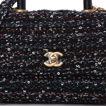 Chanel Tweed Sequin Mini Coco Handle Flap Black 10 of 10