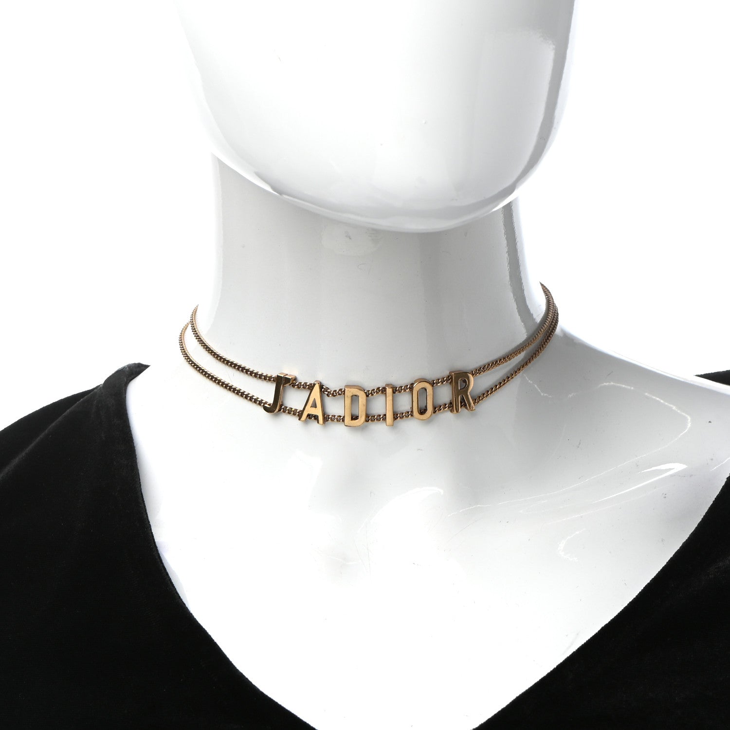 Christian Dior Metal J'Adior Choker Necklace Aged Gold 2 of 5