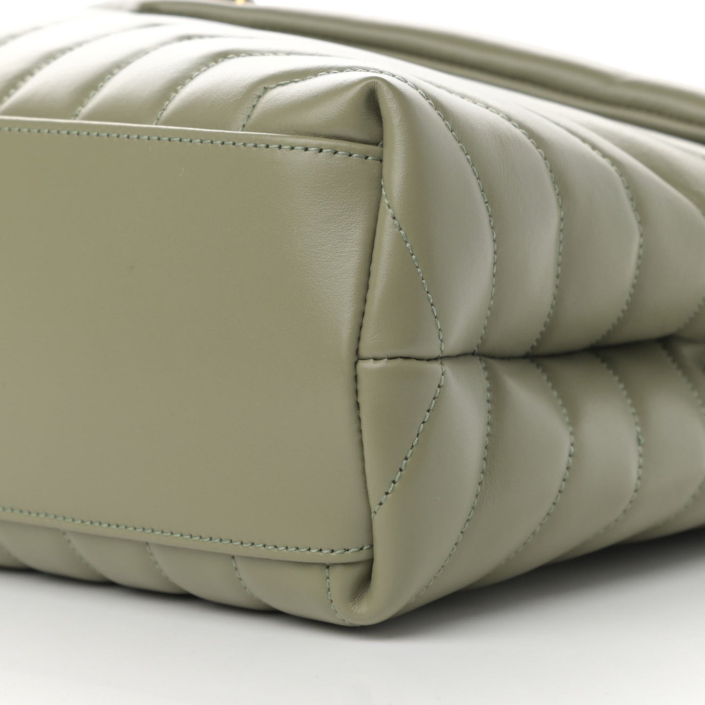 Calfskin Y Quilted Monogram Medium Loulou Chain Satchel Light Sage