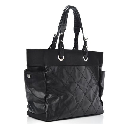 Chanel Coated Canvas Quilted Large Paris Biarritz Tote Black 3 of 10