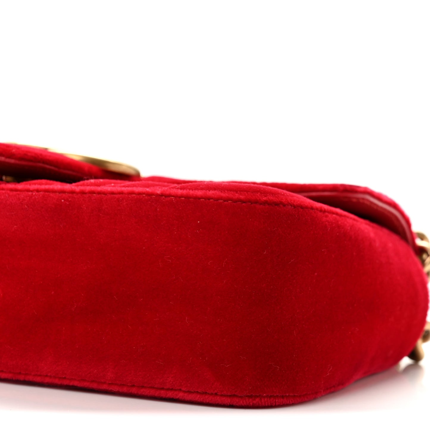 Velvet Matelasse Mini GG Marmont Shoulder Bag Hibiscus Red