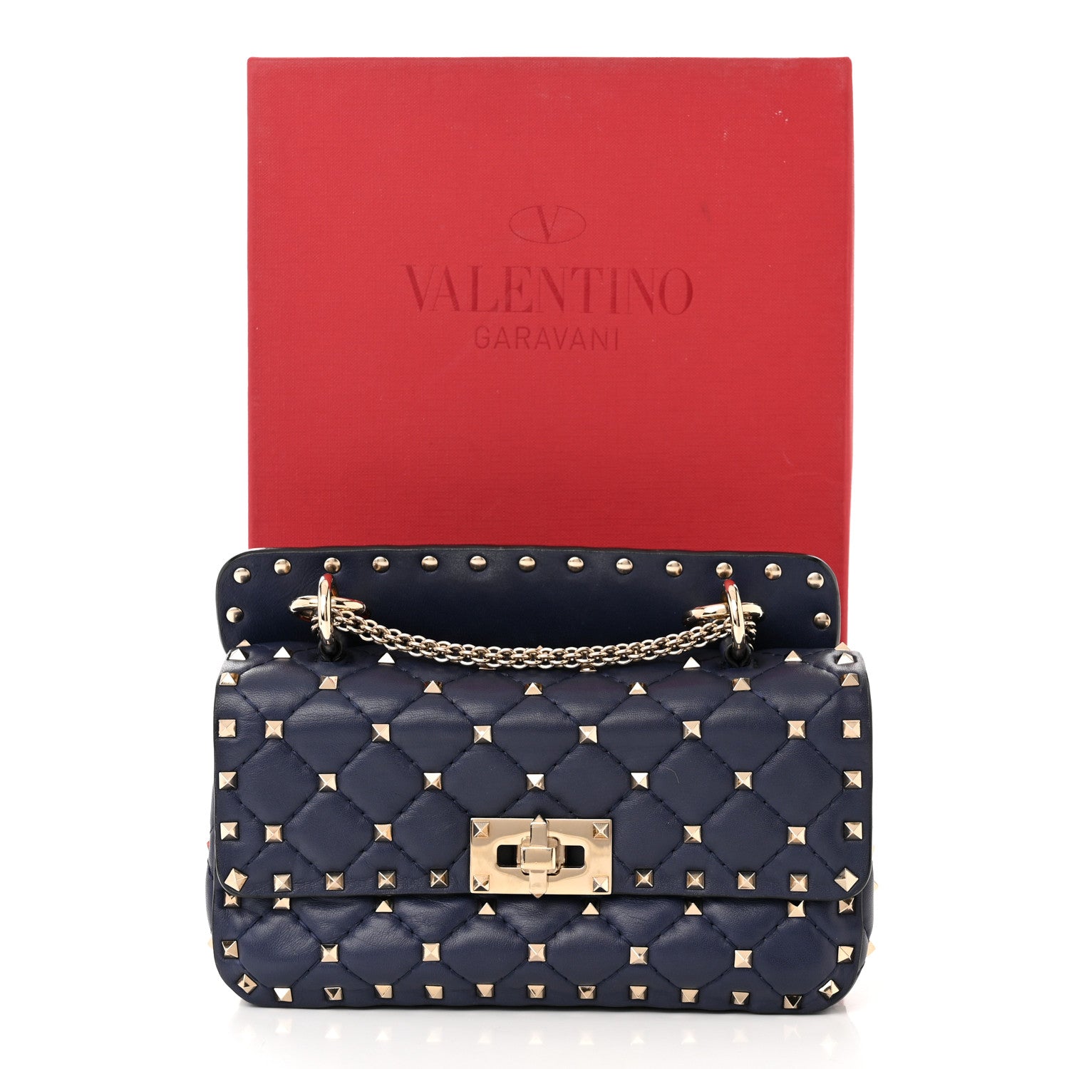 Valentino Garavani Nappa Small Rockstud Spike Shoulder Bag Pure Blue 11 of 11