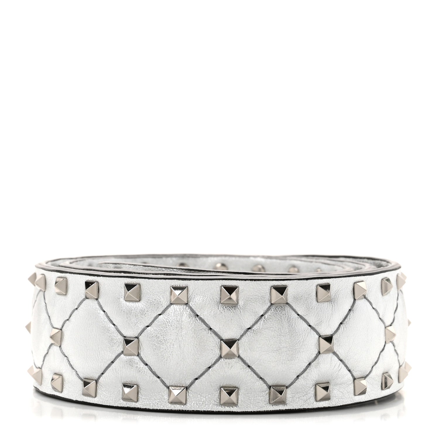 Valentino Garavani Metallic Lambskin Rockstud Spike Shoulder Strap Silver 2 of 4